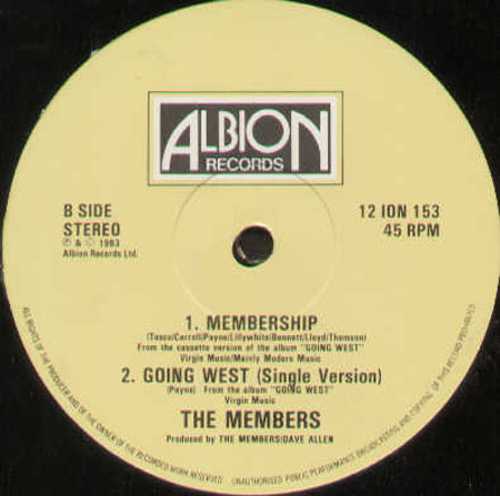 THE MEMBERS - Going West (Dub Version)