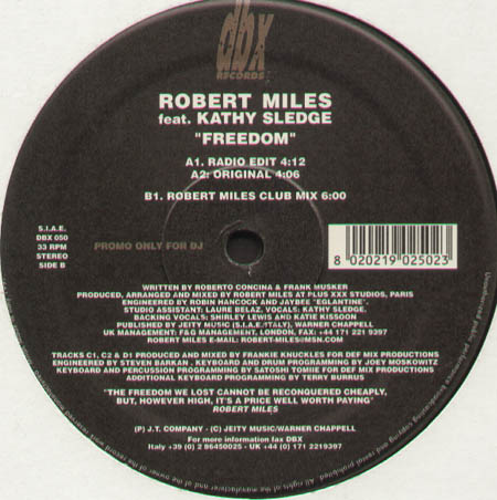 ROBERT MILES - Freedom, Feat. Kathy Sledge (Frankie Knuckles Rmxs) 