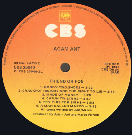 ADAM ANT - Friend Or Foe