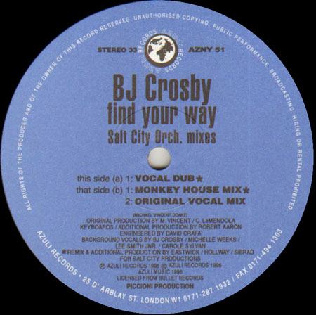 BJ CROSBY - Find Your Way (Salt City Orchestra  Rmxs)