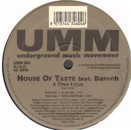 HOUSE OF TASTE - 4 Your Love, Feat. Baruch