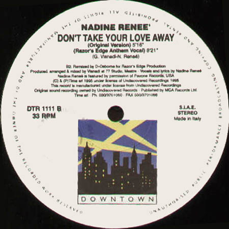 NADINE RENEE - Don't Take Your Love Away