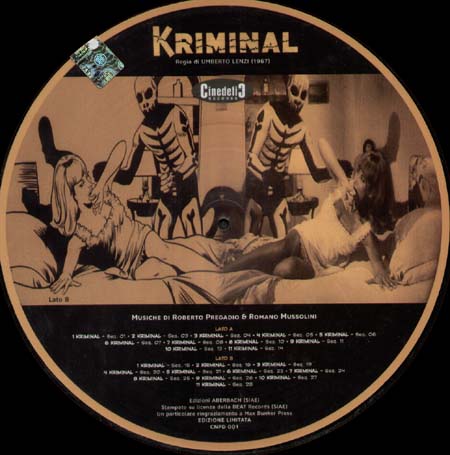 ROBERTO PREGADIO & ROMANO MUSSOLINI - Kriminal (Original Soundtrack) limited picture disc