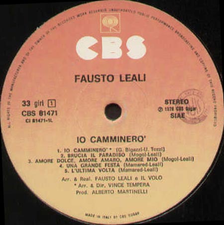 FAUSTO LEALI - io camminero