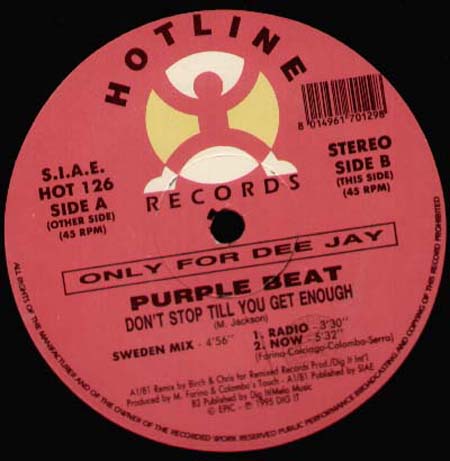 PURPLE BEAT - Don't Stop Till You Get Enough (Sweden Mix)