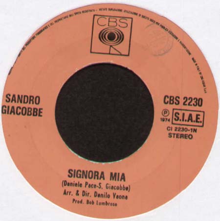 SANDRO GIACOBBE - Signora Mia / La Stanza Del Sole