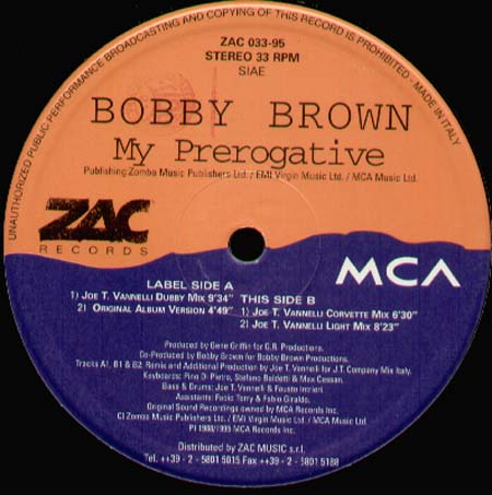 BOBBY BROWN - My Prerogative (Joe T. Vannelli Rmxs) 