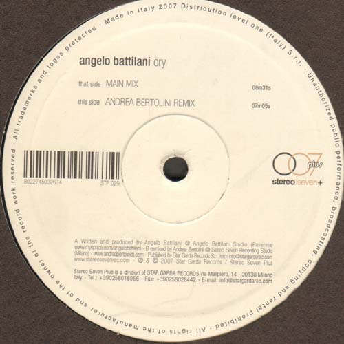 ANGELO BATTILANI - Dry (Original, Andrea Bertolini Rmx)