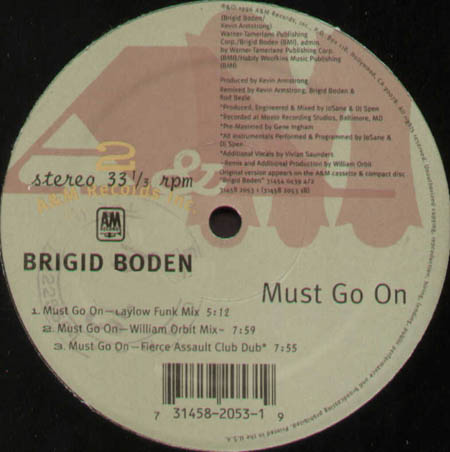 BRIGID BODEN - Must Go On (Spensane, William Orbit Rmxs)