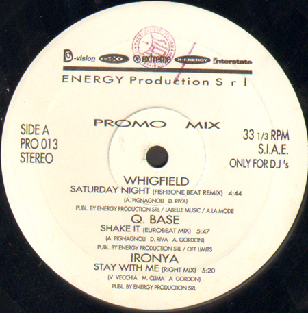 VARIOUS (WHIGFIELD / Q. BASE / IRONYA / SANDEE / UNDER RHYTHM / D M DIEM) - Promo Mix 13(Saturday Night / Shake It / Stay With Me / Notice Me /  My Love For You / Clap Your Hands) 