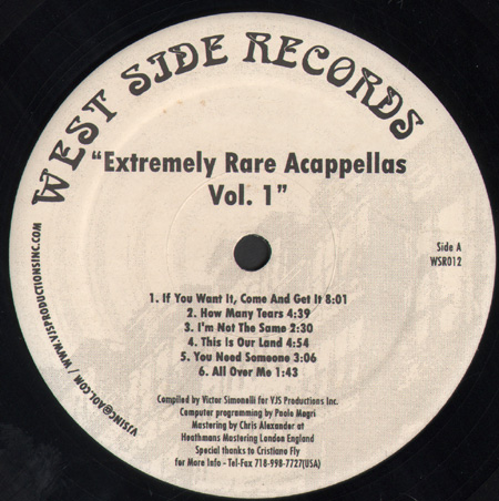 VARIOUS - Extremely Rare Accapellas (Vol. I)