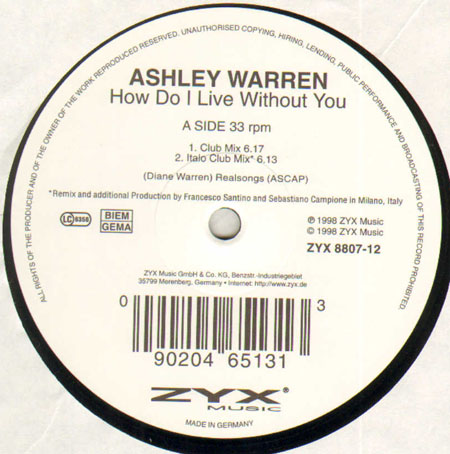ASHLEY WARREN - How Do I Live Without You
