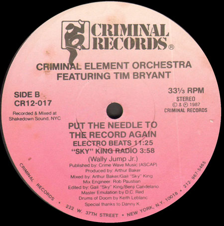 CRIMINAL ELEMENT ORCHESTRA - Put The Needle To The Record Again