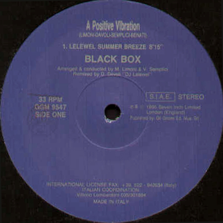 BLACK BOX - A Positive Vibration - Double Promo Pack (DJ Lelewel, Kamasutra Rmxs)