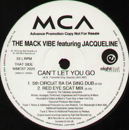 THE MACK VIBE - I Can't Let You Go,  Feat. Jacqueline