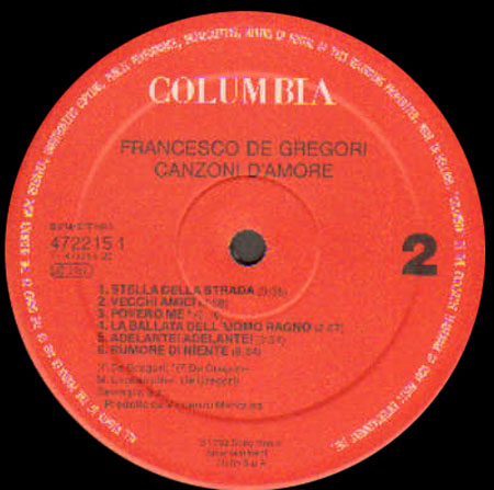 FRANCESCO DE GREGORI - Canzoni D'Amore