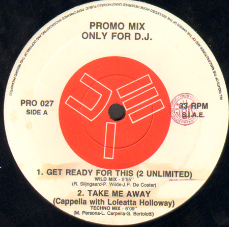 VARIOUS (2 UNLIMITED / CAPPELLA WITH LOLETTA HOLLOWAY / AHK I : ST HOSI / DJ MOLELLA) - Promo Mix 27 (Get Ready For This / Take Me Away / David X / Revolution)