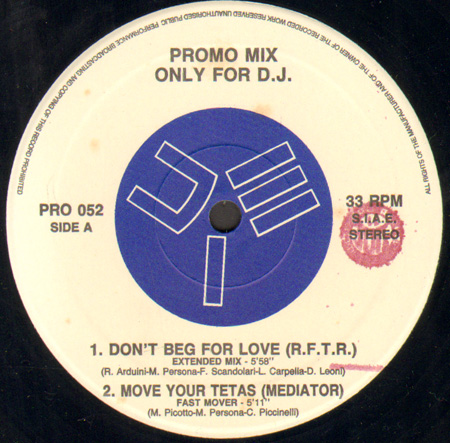VARIOUS (R.F.T.R. / MEDIATOR / MAGIC DOMINGO / FARGETTA) - Promo Mix 52 (Don't Beg For Love / Move Your Tetas  / Hei Tu / The Music Is Movin) 