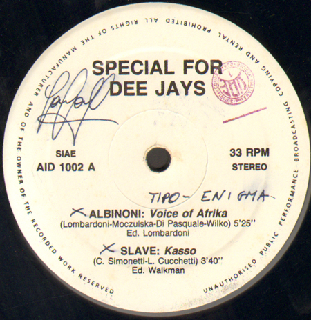 VARIOUS (ALBINONI  / KASSO / 4 FOR MONEY / FLASH SYSTEM) - Special For Dee Jays 2 (Voice Of Afrika / Slave / B.P.J. / Is Techno)