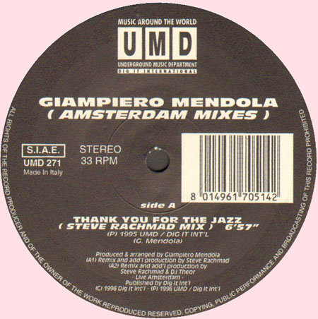 GIAMPIERO MENDOLA - Amsterdam Mixes