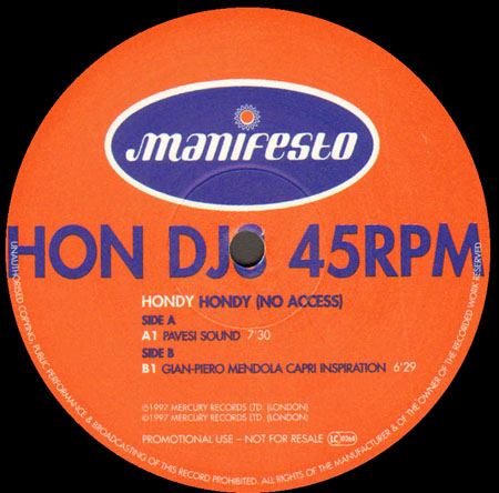 HONDY - Hondy (No Access) (Pavesi Sound, G. Mendola Rmxs) 