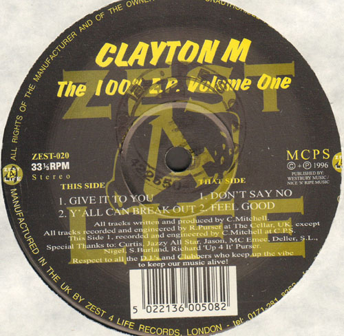 CLAYTON M - The 100% E.P. Volume One