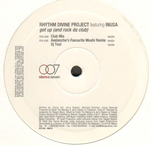 RHYTHM DIVINE PROJECT - Get Up (And Rock Da Club) - Feat. Inusa 