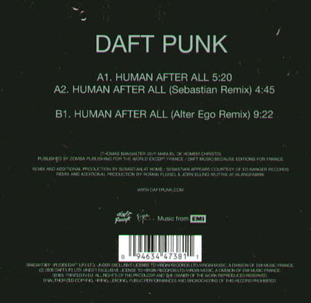 DAFT PUNK                      - Human After All (Sebastian, Alter Ego Rmxs)